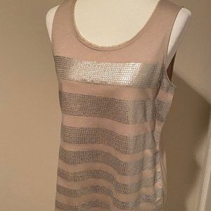 Chico's Fabulous Sequin Stripe Tank in Taupe